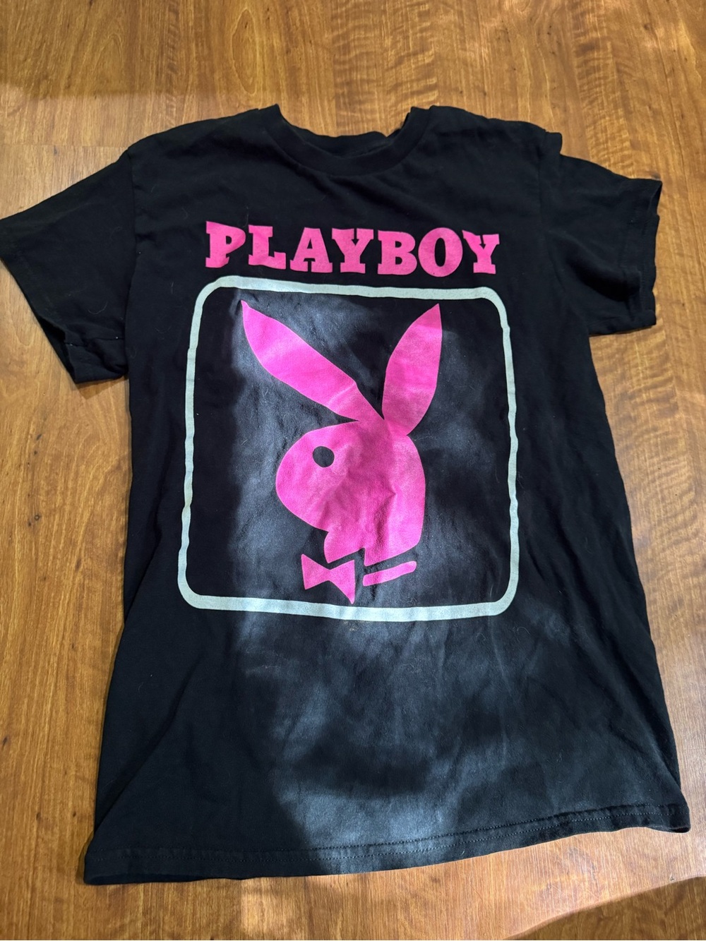 Playboy Women’s Black Tee with Pink Logo